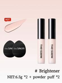 The Saem Concealer Liquid, Menutupi Noda dan Bekas Jerawat di Wajah, Mencerahkan Bagian Tengah Wajah - #Highlighter + Powder Puff *2 - View 1