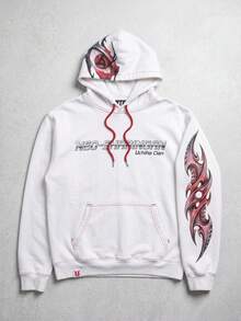 Moletom Canguru Flanelada e Estampada NEO-SHARINGAN | Alta Qualidade para eventos noturnos | Ideal para dias frios - Branco - Visão 2