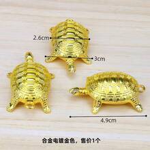 1pc Cross-Border Pure Brass Longevity Turtle Desktop Ornament, Auspicious Turtle Copper Carving Craft, Cultural Collectible Tea Pet Decor - Gold - View 4