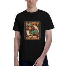 Black T Shirt Happy Halloween Dachshund Dog Costume Print For Halloween Party - 款式 - 查看 3