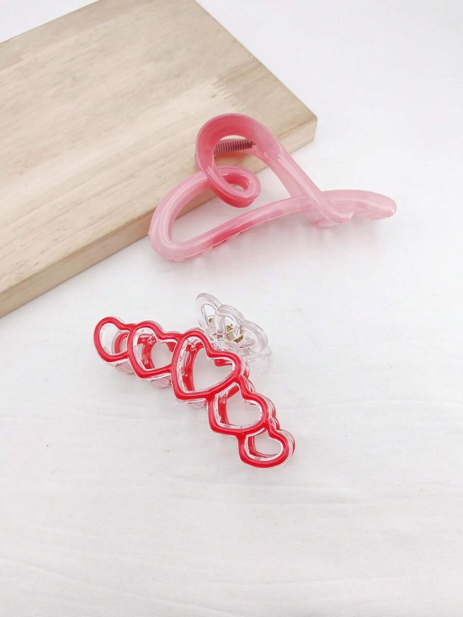 2 pièces/paquet Pinces à cheveux décontractées en plastique ABS (résine ABS) convenant pour un port quotidien - Multicolore - Voir 1
