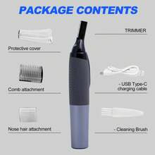 Conduroma Eyebrow Trimmer Electric For Men And Women, Rechargeable Multi-Functional Personal Trimmer, Painless Detail Trimmer With Rinseable Blade For Face Beard Neck (Dark Grey). - Dark Grey - View 9