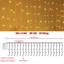 1pc Christmas Home Decor Icicle LED String Lights, Battery Powered Fairy Lights, Holiday Decoration, Christmas Lighting, Indoor/Outdoor Eaves Decor - Battery-operated Icicle Lights - View 15