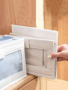 1/2pcs Fabric Storage Box With Visible Window And Lid, Linen Material Closet Organizer - Beige - View 2