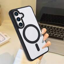 馬卡龍色磁吸透明極簡手機殼，適用於 iPhone X XR XS Max 11 12 13 14 Pro Max 15 15 Pro 16 16 Pro Max 17 17 Pro Max Galaxy S22 23 24 Plus 25 25 Ultra 26 26 Plus 26 Ultra - 暗紫色 - 查看 1