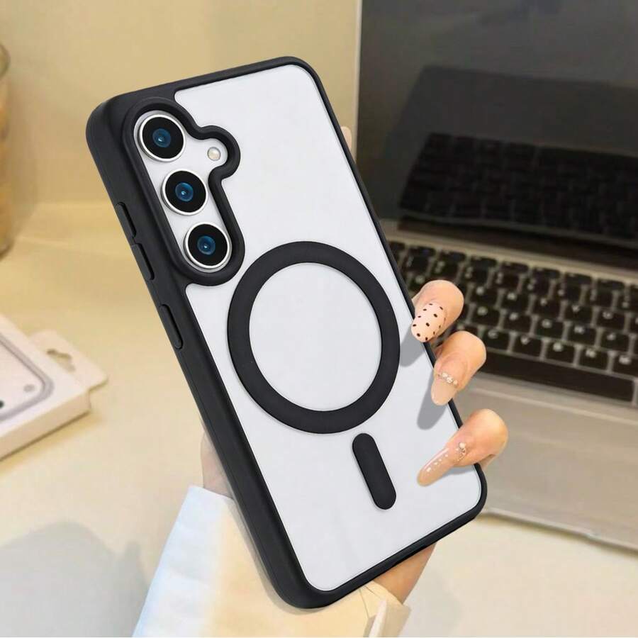 馬卡龍色磁吸透明極簡手機殼,適用於 iPhone X XR XS Max 11 12 13 14 Pro Max 15 15 Pro 16 16 Pro Max 17 17 Pro Max Galaxy S22 23 24 Plus 25 25 Ultra 26 26 Plus 26 Ultra - 暗紫色 - 查看 1