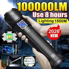 60W Ultra Bright LED Flashlight 1000M Long Range, 15000mAh Large Capacity Power Bank Type-C Rechargeable IPX6 Waterproof 6 Lighting Modes Zoomable Torch For Camping Hunting Outdoor Emergency Use - Flashlight - View 2
