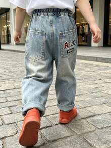 Young Boy Loose Comfortable Straight Leg Denim Jeans With Pockets, Suitable For Daily, School, Casual And Outdoor Wear - Baby Blue - View 3