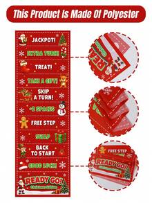 1件裝聖誕紅色遊戲計分捲軸，聚酯纖維 150*50cm 聖誕版 Ready Go 滾動遊戲道具，附卡通文字、聖誕老人、聖誕樹、雪人、薑餅人圖案，家庭聖誕派對互動道具，聖誕快樂裝飾，聖誕裝飾，冬季室內外居家裝飾，節日派對裝飾，聖誕禮物，適合生日派對、公司活動、家庭聚會與團隊建設 - 聖誕A款 - 查看 12