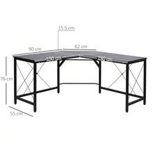 L-Shaped Corner Desk 150x150x76cm MDF Black, Modern Corner Desk For Office & Home Office - 黑色 - 查看 3