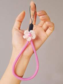 1pc Mesh Flower Nylon Short Phone Wrist Lanyard, Cute Floral Strap For Phone Case, Suitable For Daily Matching As Mobile Phone Pendant - Multicolor - View 8