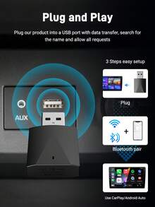 XUDA 2026 New Mini Wired To Wireless 2-In-1 Adapter, Wireless CarPlay & Android Auto, Plug And Play, Compatible With 99% Original Vehicles With CarPlay/Android Auto, 2.4~5.0 GHz WiFi5 - A - View 4