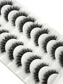 5Pairs False Eyelashes, Faux Mink Natural False Eyelashes, Classic Volume Eyelash, Soft Strip Eyelash, Strip Lashes, Eyelashes, Christmas, Parties, Birthdays, Etc. - Black - View 4