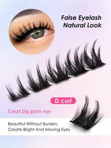 New 100pcs D-Curl Anime Style Fluffy False Eyelashes, 8-16mm Individual Eyelash Extension Set, Suitable For Makeup - D - View 4