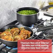 T-Fal Signature Nonstick Pots And Pans Set 12 Piece, Oven Broiler  350F, Kitchen Cookware Set W/Fry Pans, Saucepans, Saute Pan, Dutch Oven, Griddle, Kitchen, Home, Dishwasher , Black - View 3