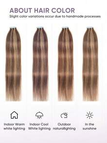 20pcs Tape-In Hair Extensions, Real Human Hair, 14-22 Inches, Painless Double-Sided Tape-In, Invisible Tape-In Hair Extensions, Straight, Suitable For Party, Halloween Costumes - S4/27 - View 8