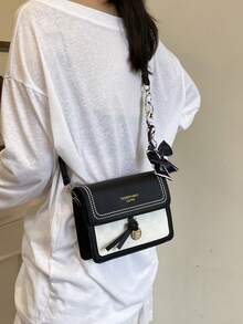 Dedoo 女款斜挎馬鞍包，棋盤格壓紋圖案，絲巾縫線細節，百搭優雅風格，適合女士日常通勤、購物與度假 - 黑色 - 查看 9