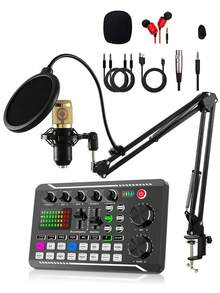 Kit Mikrofon Kondensor BM800 + Kartu Suara F998, Cocok untuk Perekaman Komputer, Obrolan Suara Game, Pengambilan Sampel Berkualitas Tinggi, Penggunaan di Rumah, Juga Hadiah Ideal untuk Ulang Tahun, Natal, Thanksgiving, Tahun Baru - XLR - View 15