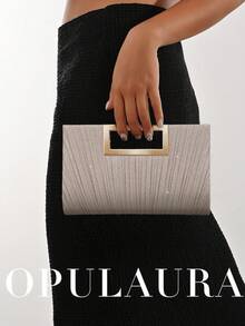 OpulAura 歐美女款時尚閃亮水鑽晚宴包，奢華亮片鑽石手拿包，高端閃耀晚宴包，靜奢風手提包，適合舞會、派對、雞尾酒會、生日派對，可搭配洋裝，適合作為生日禮物、新娘手拿包 - 金色 - 查看 8