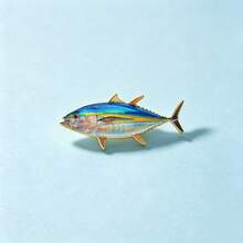 1pc Gold Outline Realistic Yellowfin Tuna Enamel Pin, Ocean Sea Fish Marine Animal Lapel Pin, Metal Pin For Jackets Bags, Ocean Nature Lover Gift - Multicolor - View 2