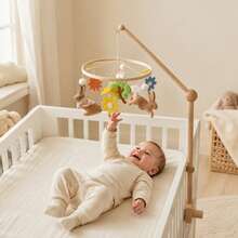 1 buah Mainan Gantung Tempat Tidur Bayi Bentuk Jamur, Wortel, dan Kelinci, Mainan Gantung Hewan Bebek dari Kain Felt Lembut, Mainan Gantung Sensorik Visual untuk Kamar Bayi, Hadiah Baptisan Bayi Baru Lahir - Hijau - View 4