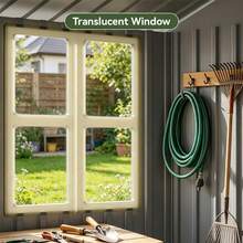 Light Grey Metal Outdoor Storage Shed, Windowed Garden Tool Organizer Container, Lockable Backyard Equipment Holder, Ventilated Weather Resistant Patio Utility Workshop, Lawn Supply Storage - Light Grey - View 12