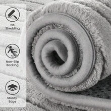 Sour Lemon Rugs Living Room Large 200x300cm,3D Area Rugs For Bedroom, Extra Large Rug For Living Room Wave Pattern, Washable Soft Shaggy Non Shedding Fluffy Carpet Mat For Living Room, Bedroom, Kitchen & Office - Light Grey - View 3
