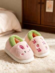New Cartoon Rabbit Warm Slippers For Kids, Autumn/Winter Indoor Warm Slippers - Pink - View 5