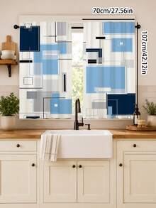 2pcs Creative Geometric Cube Digital Print, Multi-Color Palette, Minimalist Modern Style, Suitable For Bedroom, Living Room, Rental Home Decor, Semi-Sheer, Rod Pocket Installation - Multi-color D - View 15