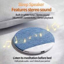 超薄助眠音箱，配备蓝牙5.4无线耳机、HiFi立体声骨传导技术，卧室床头放松白噪音蓝牙音箱，带30/60/90分钟定时器，适合侧睡者和浅睡眠者。 - 查看 3