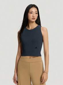 Adidas Summer Casual Solid Color Cropped Sports Tank Top KX0308 - Navy Blue - View 1
