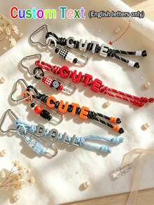 [Customized]1pc Handmade Woven Nylon Keychain, Customized Acrylic Letter, Birthday/Teacher/Graduation Season Gift - Multicolor - View 2