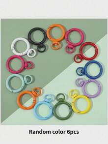 12/20/30/50/60/100pcs Random Color O-Ring Spring Clasp Hooks, Metal Carabiner Clips DIY Jewelry Connectors, Suitable For Keychains And Dog Leashes - Round Keychain - View 12