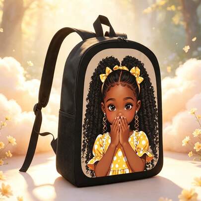 Unisex Fashion African American Girl Print 17-Inch Campus Backpack, Student Backpack, Laptop Bag, Large Capacity Business Travel Hiking Backpack, Travel Backpack, Outdoor Travel Bag, Student School Bag, Multi-Compartment Versatile Casual Backpack, Business Commute Travel Essential