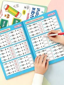 1pc Addition & Subtraction Within 20 Children's Math Workbook, Kindergarten Fun Arithmetic Problems, Home Classroom Travel Early Education Enlightenment Practice Book, Suitable For Preschool And Kindergarten Stage, Includes Math Activity Manual, Educational Learning Worksheets, Aimed At Cultivating Early Math Skills, Suitable For Home Teaching And Classroom Use - Multicolor - View 2