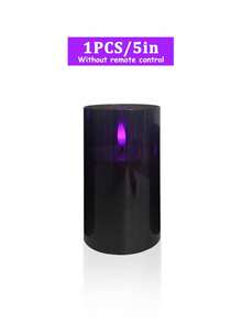 3pcs Remote Control Purple Flame Electronic Candles, Realistic Flickering Purple Flame, Timer Dimmable, Halloween Dark Room Bedroom Party Smokeless Tabletop Atmosphere Decoration Candle Light Set - Black Purple Light - View 9