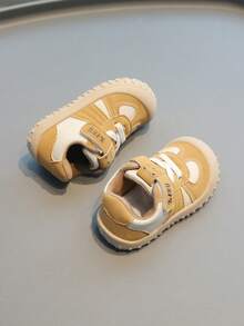 1 Pair Infant/Toddler Bear Print Patchwork Hook & Loop Flat Korean Style Sneakers For Daily Wear[Purchase Based On Actual Cm Inner Length] - Khaki - View 4
