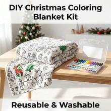 100x140cm/DIY Interactive Handmade Creative Painting DIY Doodle Blanket Black And White Hand-Drawn Coloring Sofa Nap Throw Blanket - Multicolor - View 10