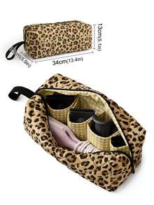 1pc Floral/Leopard Print Hair Tool Storage Bag, Portable Quilted Hair Dryer Storage Bag With Handle, Large Capacity Travel Storage Bag, Curling Iron Storage Bag, Multi-Compartment Styling Accessories Storage Box, Portable Hair Styling Tool Bag - Multicolor - View 18