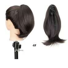 Short Layered Flip Ends Claw Clip Ponytail Hair Extension, Straight Synthetic Fake Ponytail Wig, Easy Wear Hair Accessory For Office Daily Styling - Multicolor - View 10