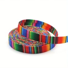 1 Roll Vibrant Mexican Serape Striped Polyester Ribbon - 5 Yards, Multiple Widths Available (1cm/3cm/5cm/6cm/7.5cm), Suitable For DIY Crafts, Sewing, Gift Wrapping And Fashion Accessories, Handmade Supplies, Bold Stripes, Woven Texture - Multicolor - View 7