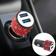 Sparkling Rhinestone Car Charger, Diamond 3-In-1 Retractable Charging Cable, USB Fast Charging Cable, Cute Women's Style, Suitable For IPhone, Dash Cam, GPS, Holiday/Birthday Gift - Multicolor - View 22