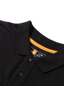 Timberland Áo polo nam dáng rộng thoải mái có cổ, phong cách công sở thoáng khí cho mùa hè và thể thao ngoài trời - màu đen - Xem 3