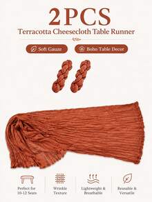 Country Style Cheesecloth Table Runner, Multiple Colors Available, Soft Semi-Transparent Gauze Table Decor, Natural Crinkle Texture, Long Flowing Tablecloth, Suitable For Wedding Receptions, Birthday Parties, Banquets, Restaurants And Home Event Decoration - Style a - View 11