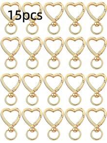 30/50/80/120pcs Heart-Shaped Swivel Lobster Clasp Keychains, Keyring Making Accessories Pendant, Jewelry Making Accessories DIY Handmade Keychains, Gold Color Carabiner Phone Charm Bag Charm Keyring Cute Zinc Alloy Spring Clasp Key Ring - Heart-shaped Keychain - View 13