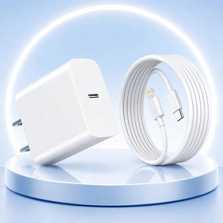 Fast Charging Charger Set PD 20W Charging Adapter + 3.3ft/100cm High-Efficiency Data Transfer Fast Charging Cable Compatible With IPhone 14 Pro Max/14 Pro/14 Plus/14/13/12/11/XS/XR/8/7/6/ Series Wall Charger Set - US A Type Plug(110-127V) - View 1