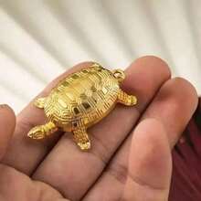 1pc Cross-Border Pure Brass Longevity Turtle Desktop Ornament, Auspicious Turtle Copper Carving Craft, Cultural Collectible Tea Pet Decor - Gold - View 9