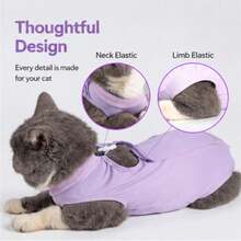 1 buah Baju Pemulihan Pasca Operasi Kucing dari Katun Murni Lembut dan Bernapas, Jumpsuit Hewan Peliharaan Anti-Jilat Elastis dengan Perekat Velcro yang Dapat Diatur, Pakaian Pelindung Luka Anti-Gores, Cocok untuk Pemulihan Pasca Sterilisasi - MultiWarna - View 6
