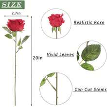 3/18pcs Velvet Rose Artificial Bridal Bouquet, Faux Floral Decoration, Artificial Roses, Suitable For Valentine's Day Gift, Wedding Party, Home Decor, Birthday Gift, Indoor And Outdoor Decoration, Vase Arrangement - Bright Red - View 4