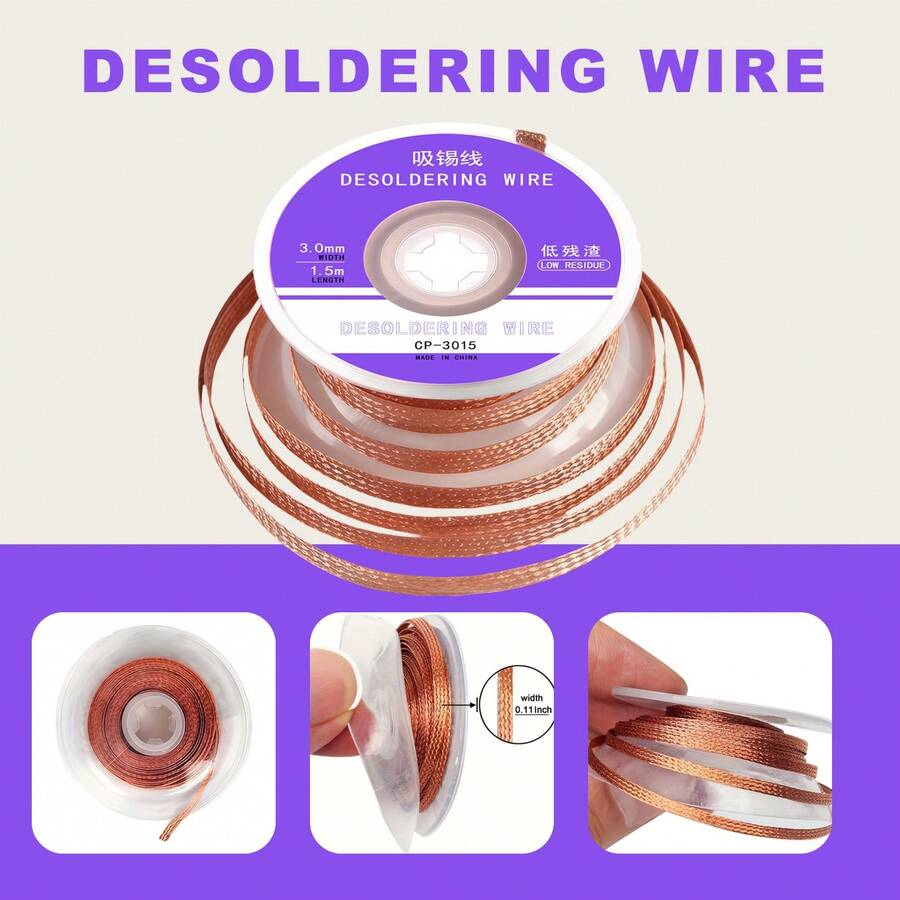 Low Residue Solder Wick 2.5mm Width 1.5m CP-2515 Desoldering Tape PCB Circuit Board Repair Desoldering Tool - 3mm - View 1